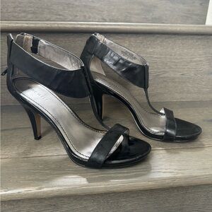 Nine West Black High Heel T-Strap Sandals